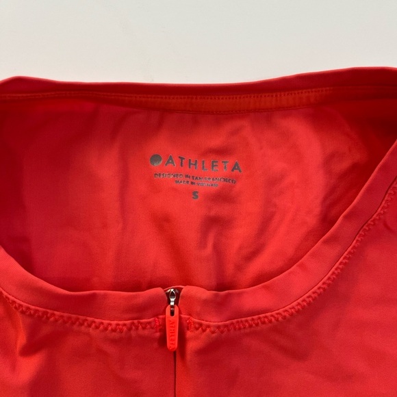 Athleta Pacifica II Tank Size Small 1/4 Zip Bright Reddish Orange - Picture 5 of 10